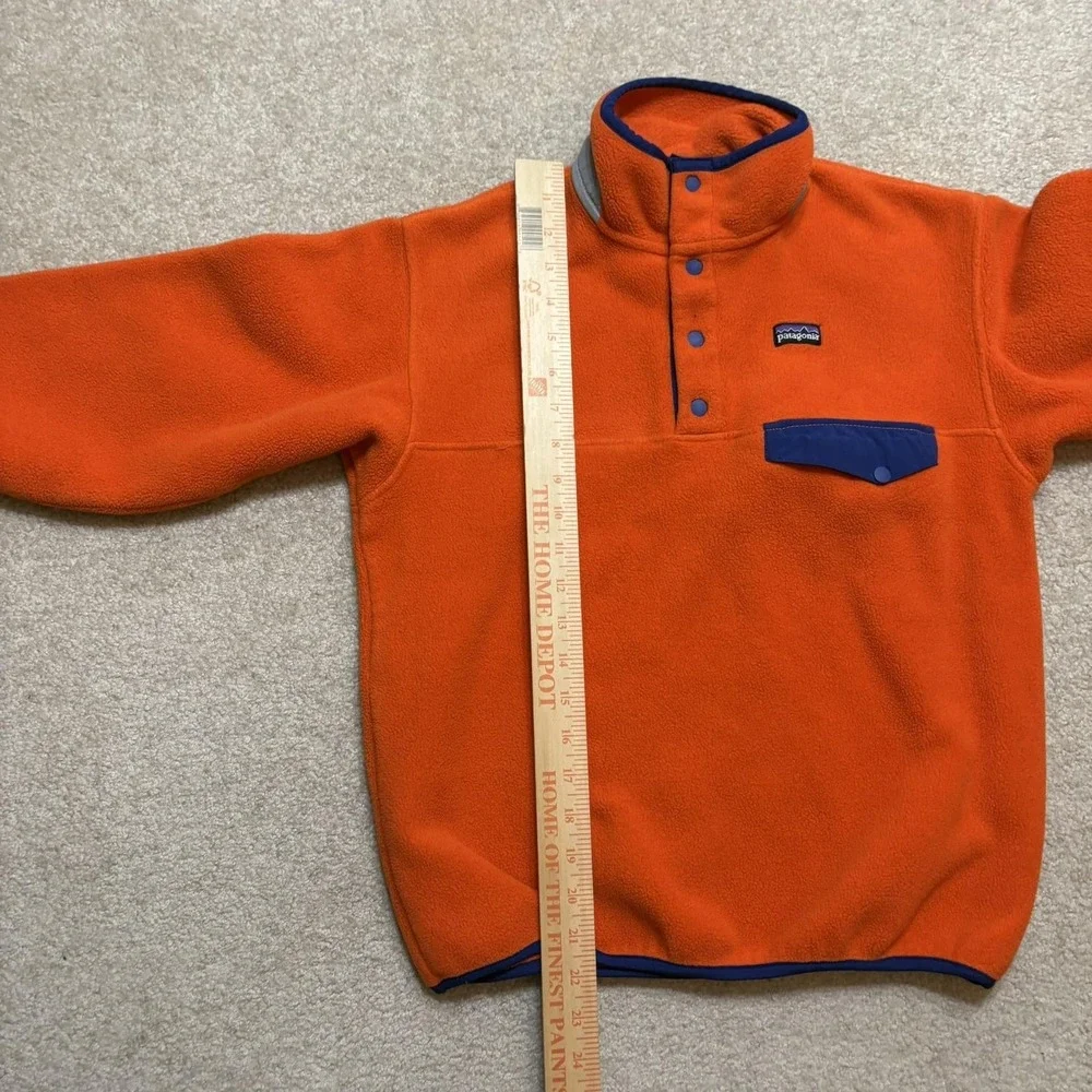 Vtg Patagonia Synchilla Snap-T Fleece Jacket Youth Large 12 Orange Pullover Cozy